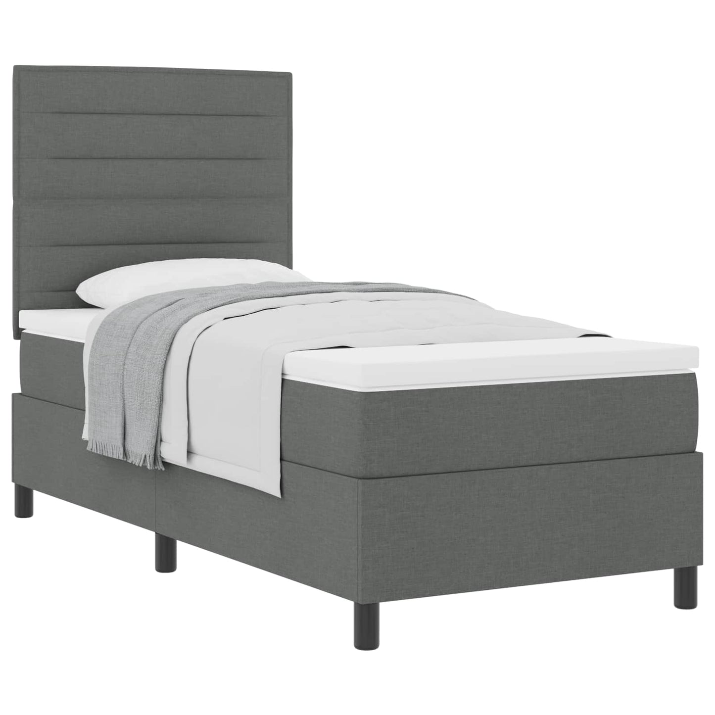 Boxspringbett mit Matratze Dunkelgrau 100 x 200 cm Stoff