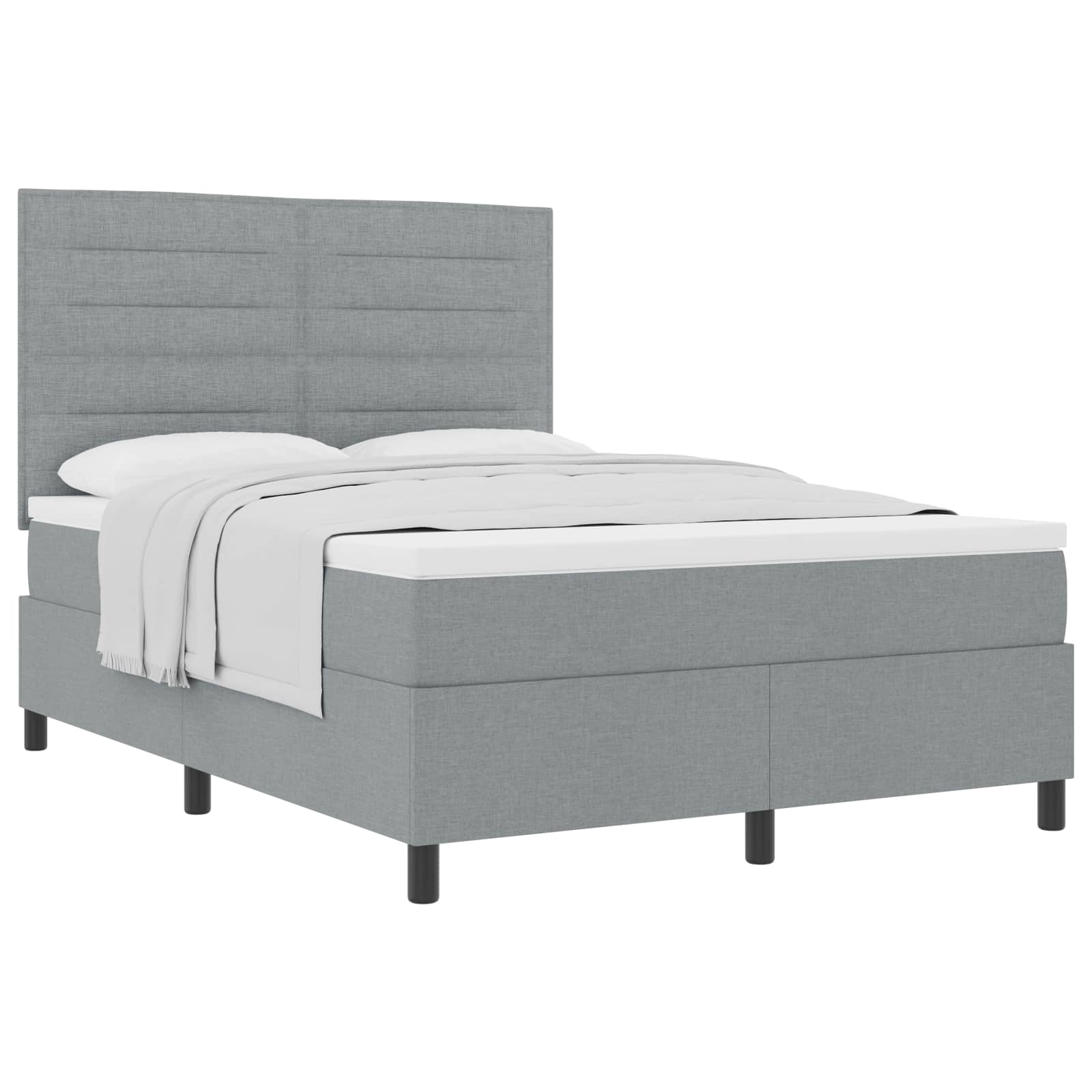 Boxspringbett mit Matratze Hellgrau 140 x 190 cm Stoff
