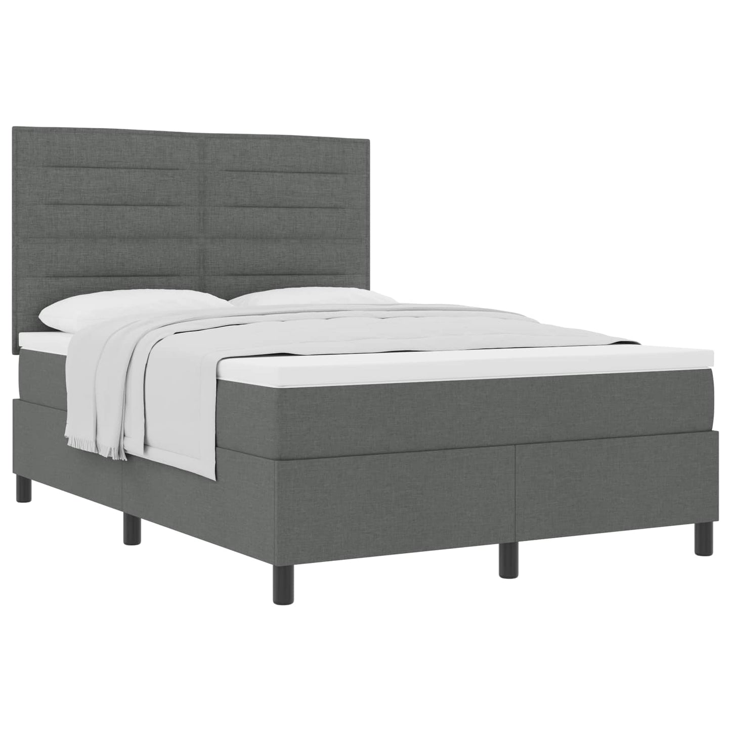 Boxspringbett mit Matratze Dunkelgrau 140 x 190 cm Stoff