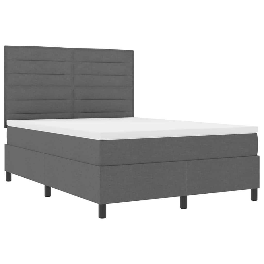 Boxspringbett mit Matratze Dunkelgrau 140 x 190 cm Stoff