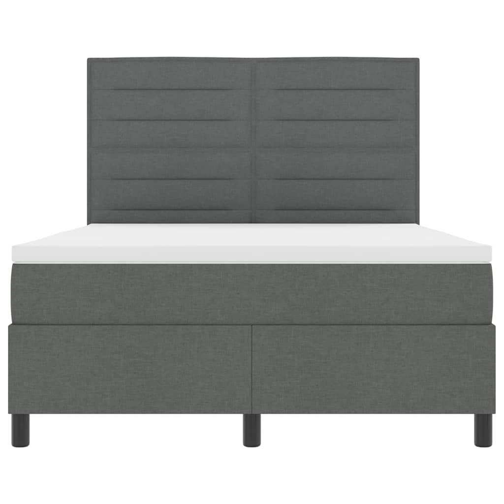 Boxspringbett mit Matratze Dunkelgrau 140 x 190 cm Stoff