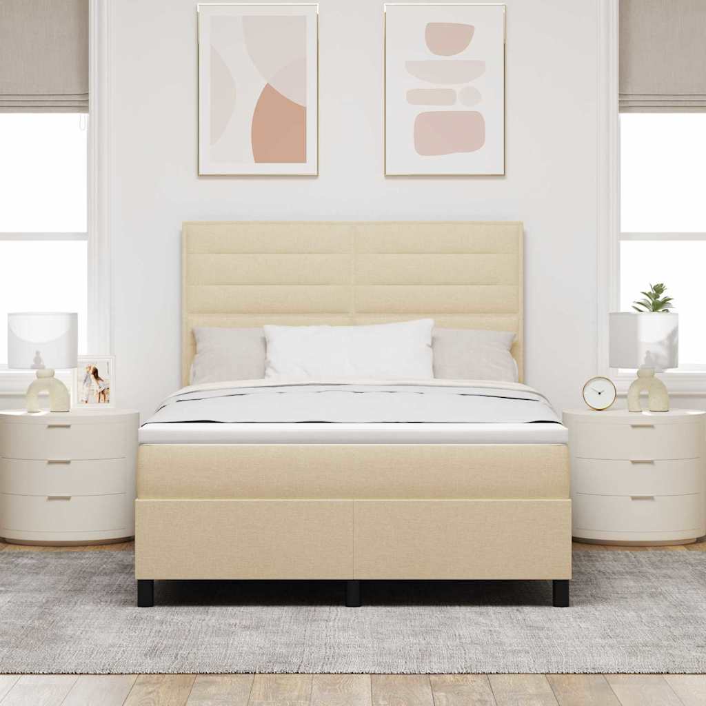 Boxspringbett mit Matratze Creme 140 x 190 cm Stoff