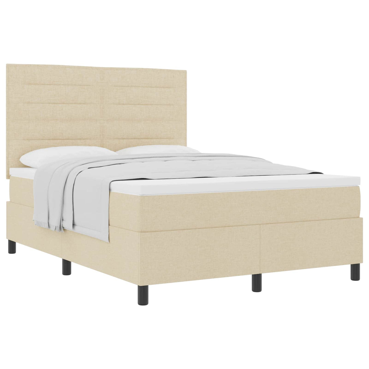 Boxspringbett mit Matratze Creme 140 x 190 cm Stoff