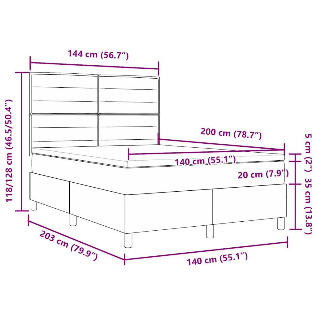 Boxspringbett mit Matratze Dunkelgrau 140 x 200 cm Stoff