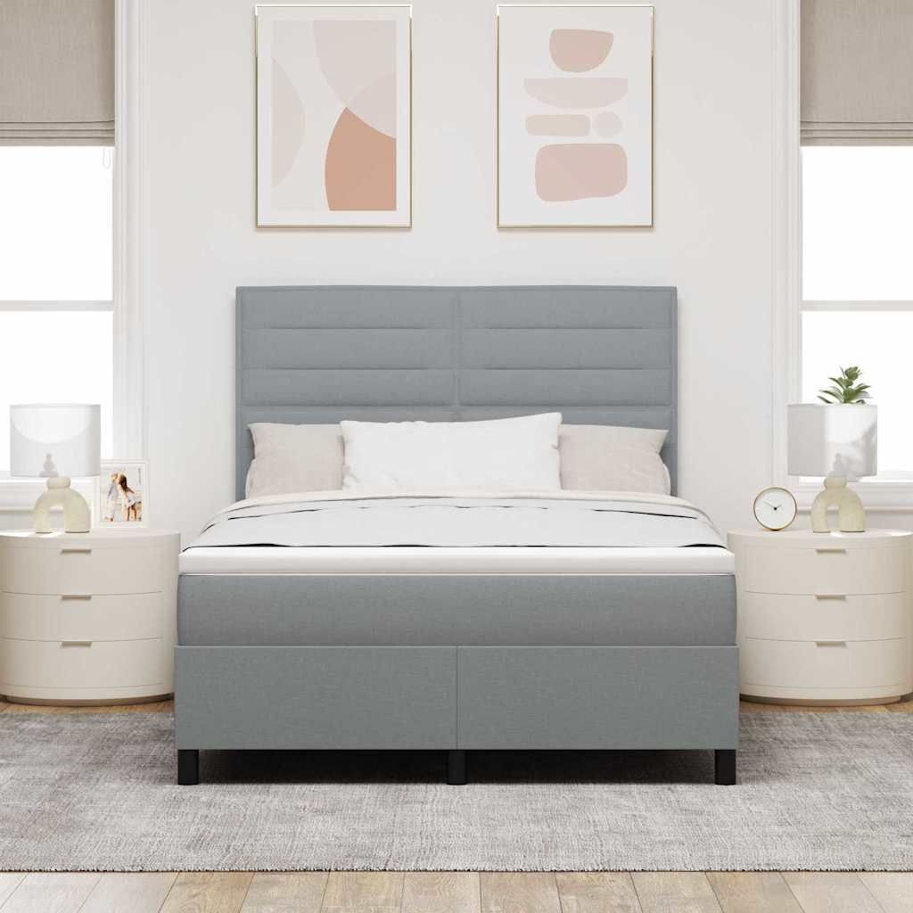 Boxspringbett mit Matratze Hellgrau 160 x 200 cm Stoff