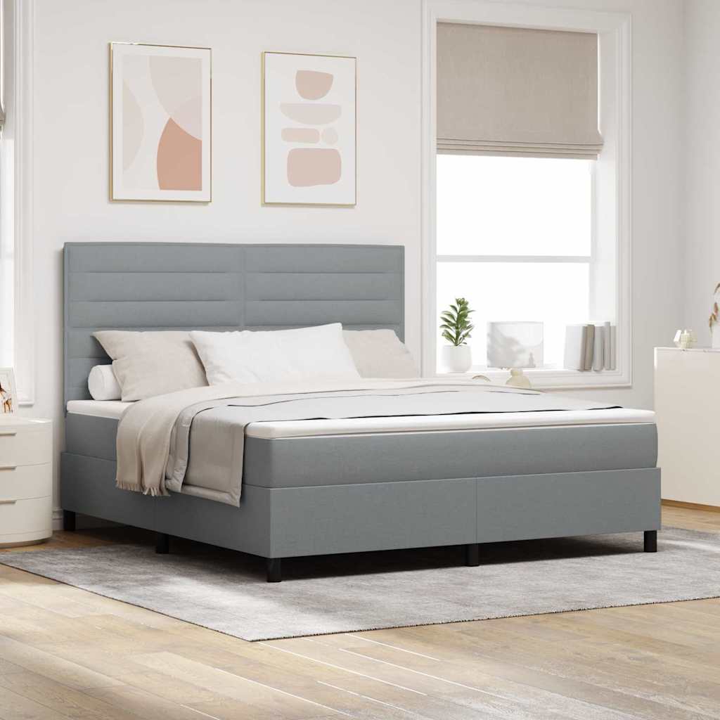 Boxspringbett mit Matratze Hellgrau 180 x 200 cm Stoff