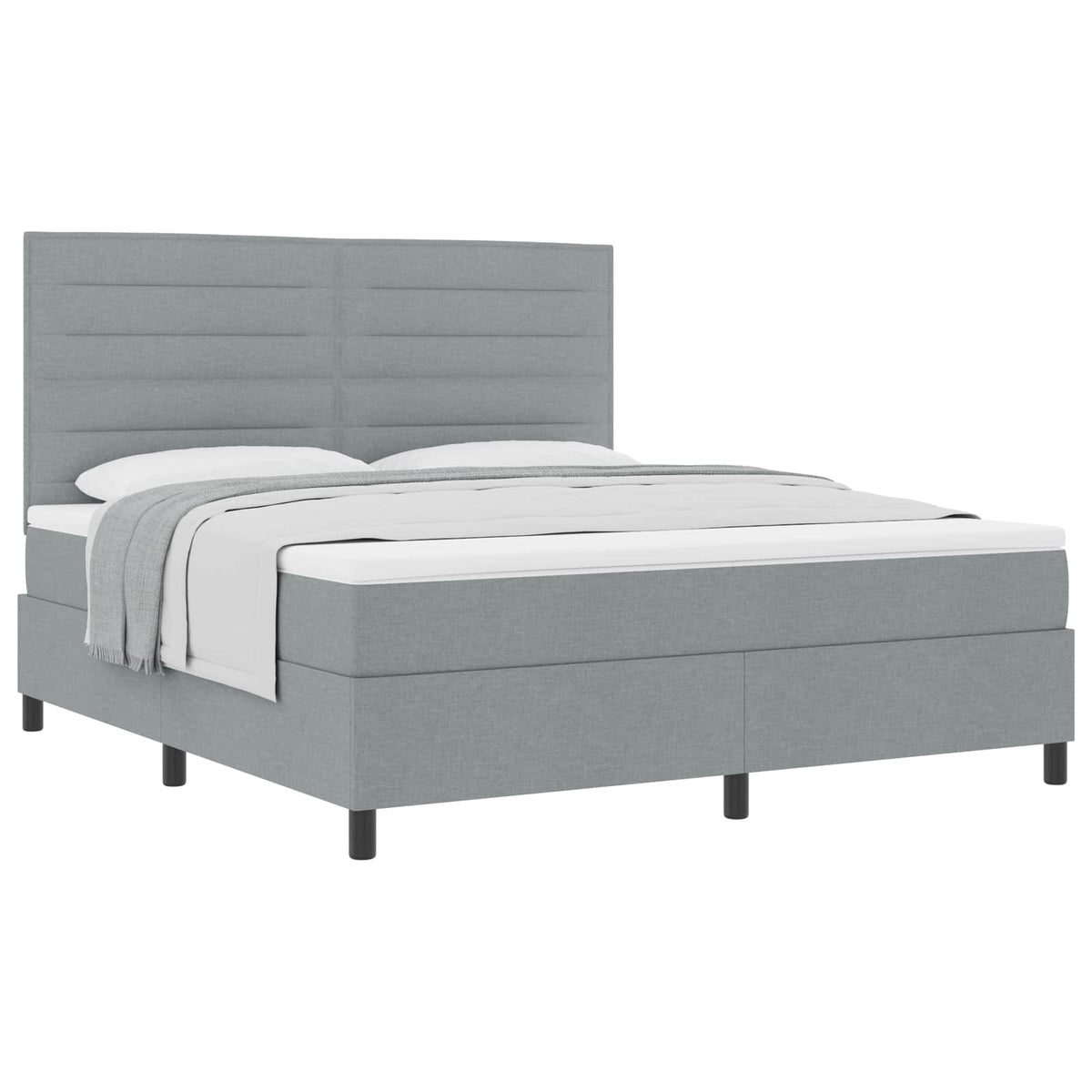 Boxspringbett mit Matratze Hellgrau 180 x 200 cm Stoff