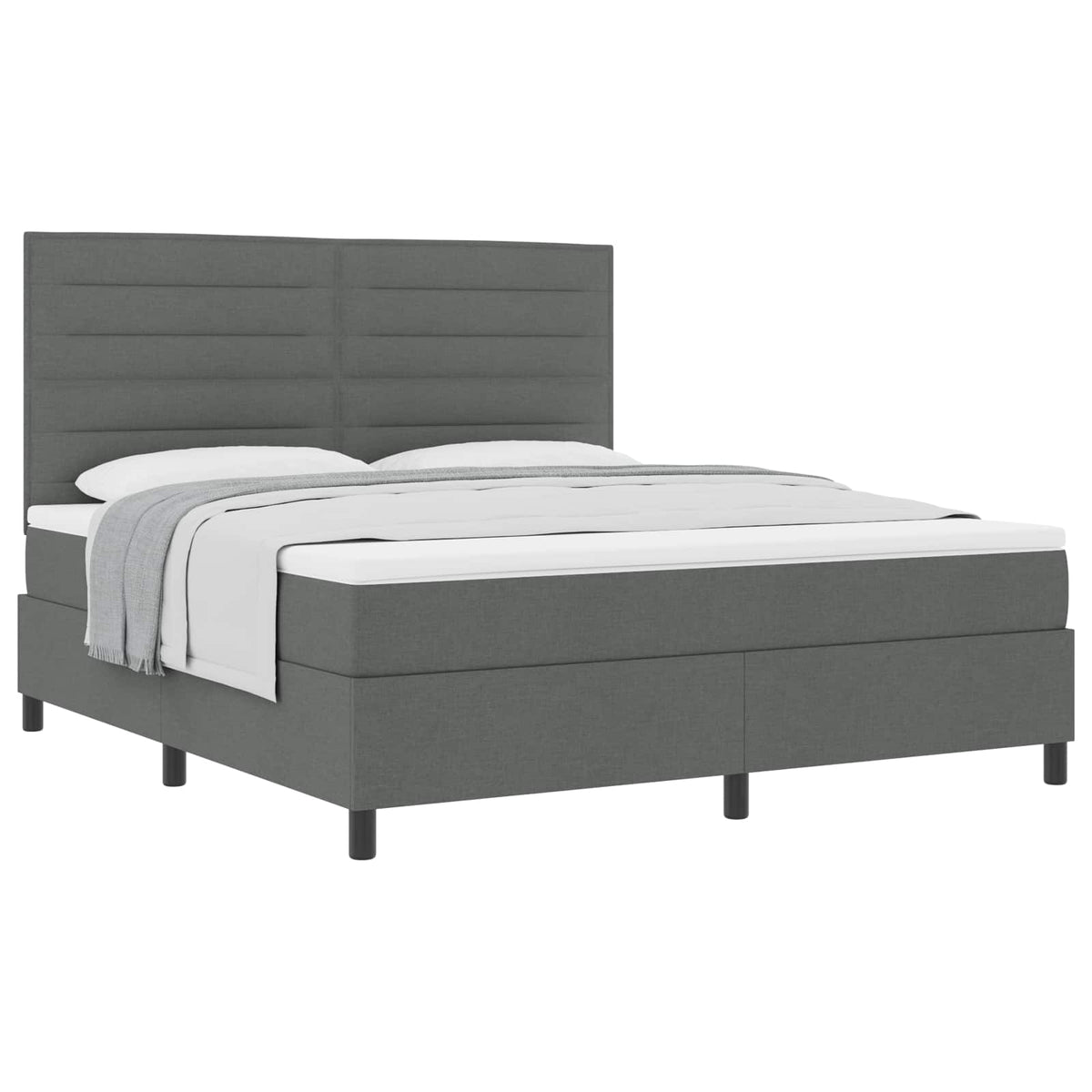 Boxspringbett mit Matratze Dunkelgrau 180 x 200 cm Stoff