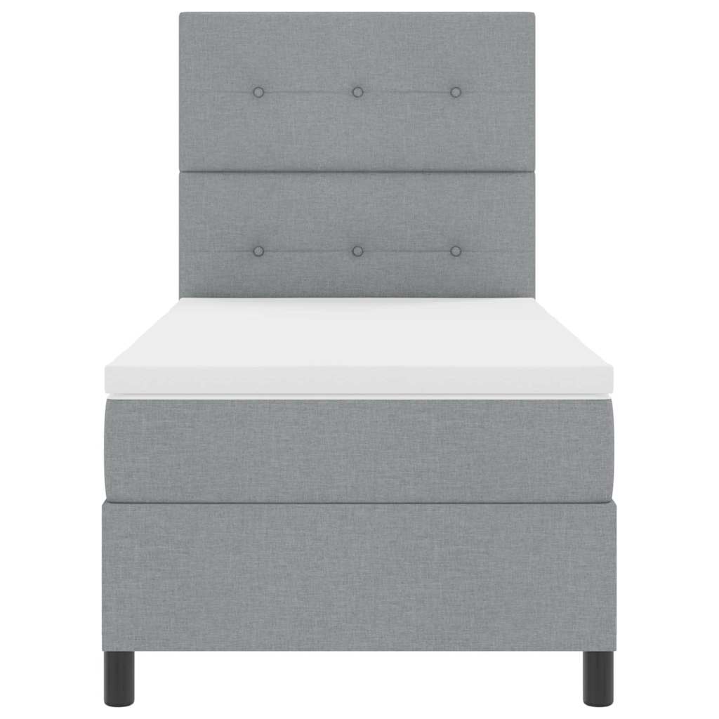 Boxspringbett mit Kopfteil Hellgrau 90 x 190 cm Stoff