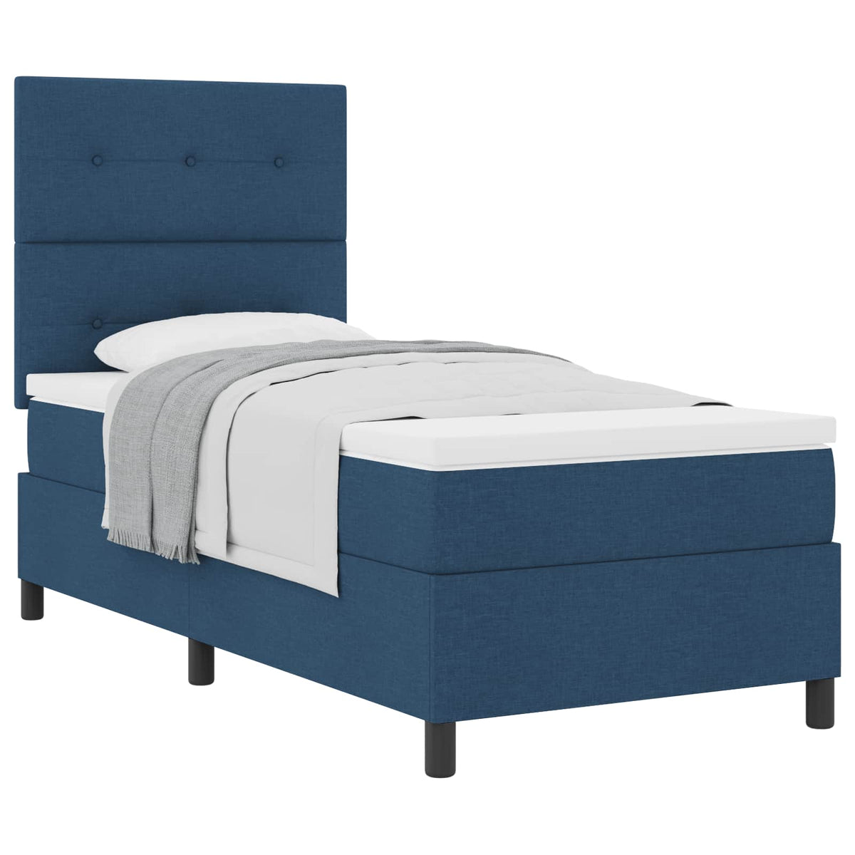 Boxspringbett mit Kopfteil Blau 90 x 190 cm Stoff