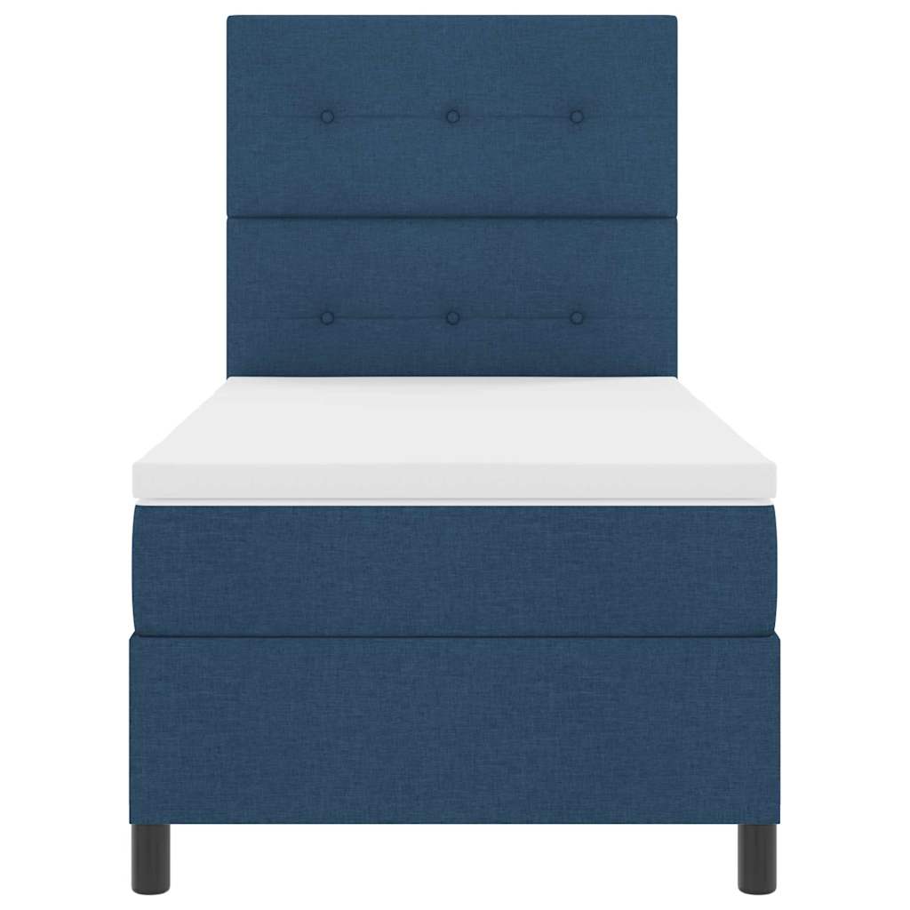 Boxspringbett mit Kopfteil Blau 90 x 190 cm Stoff