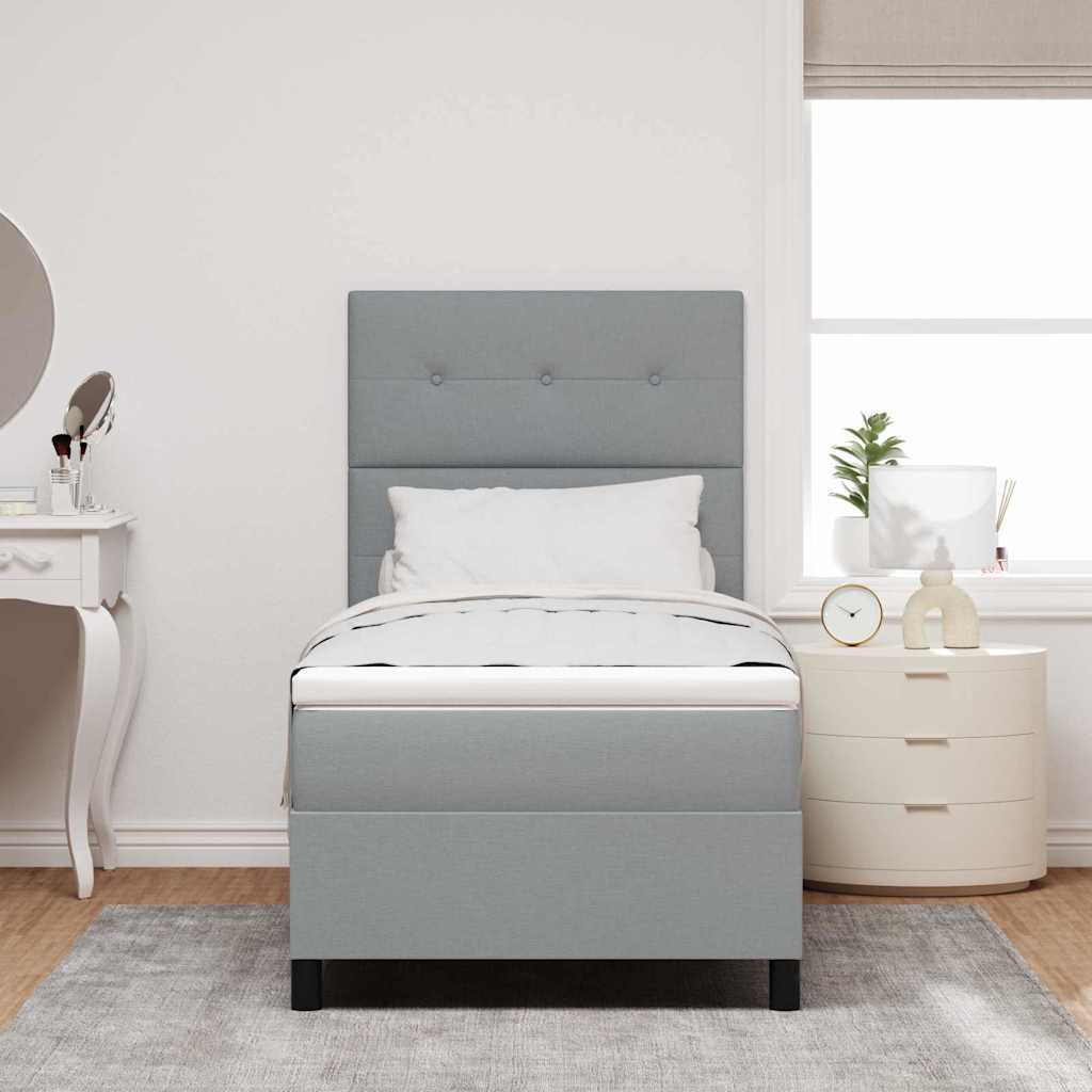 Boxspringbett mit Kopfteil Hellgrau 90 x 200 cm Stoff