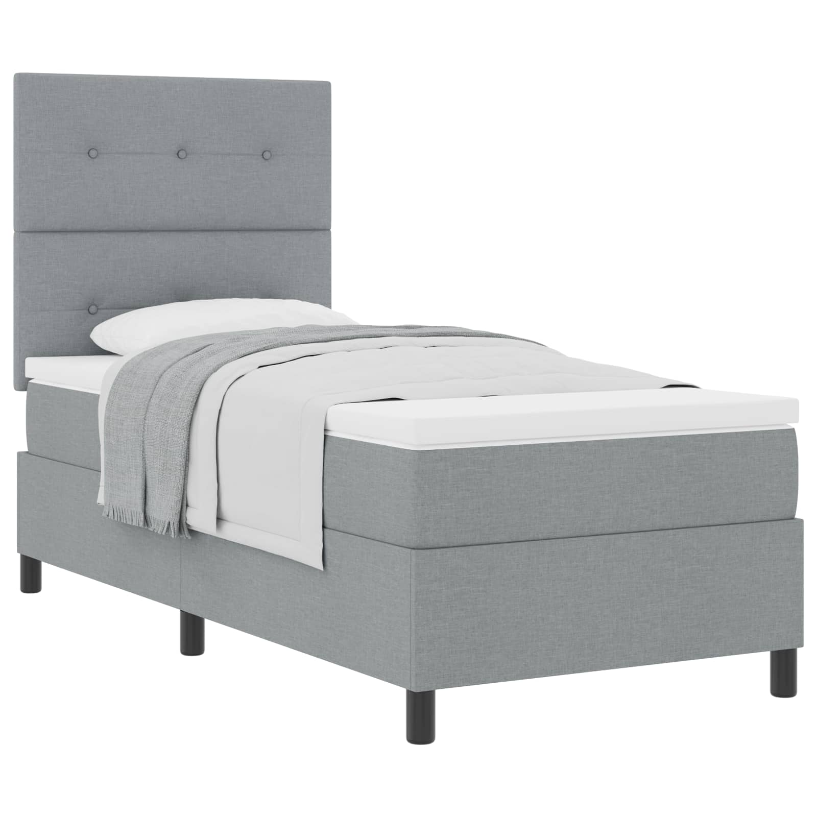 Boxspringbett mit Kopfteil Hellgrau 90 x 200 cm Stoff