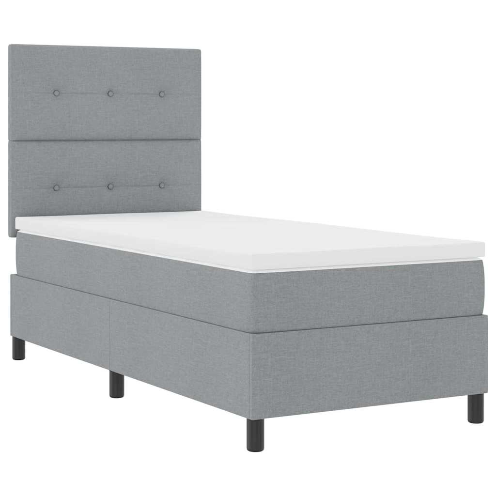 Boxspringbett mit Kopfteil Hellgrau 90 x 200 cm Stoff