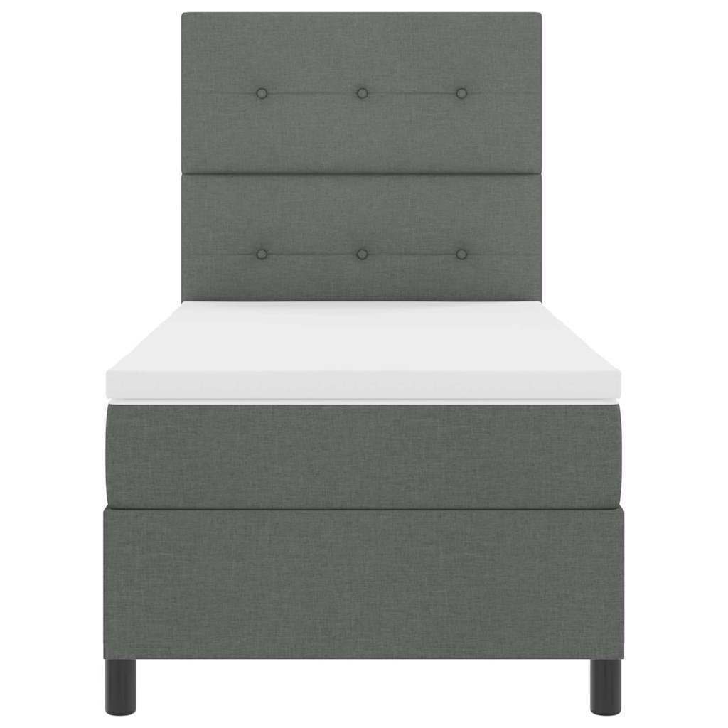 Boxspringbett mit Kopfteil Dunkelgrau 90 x 200 cm Stoff