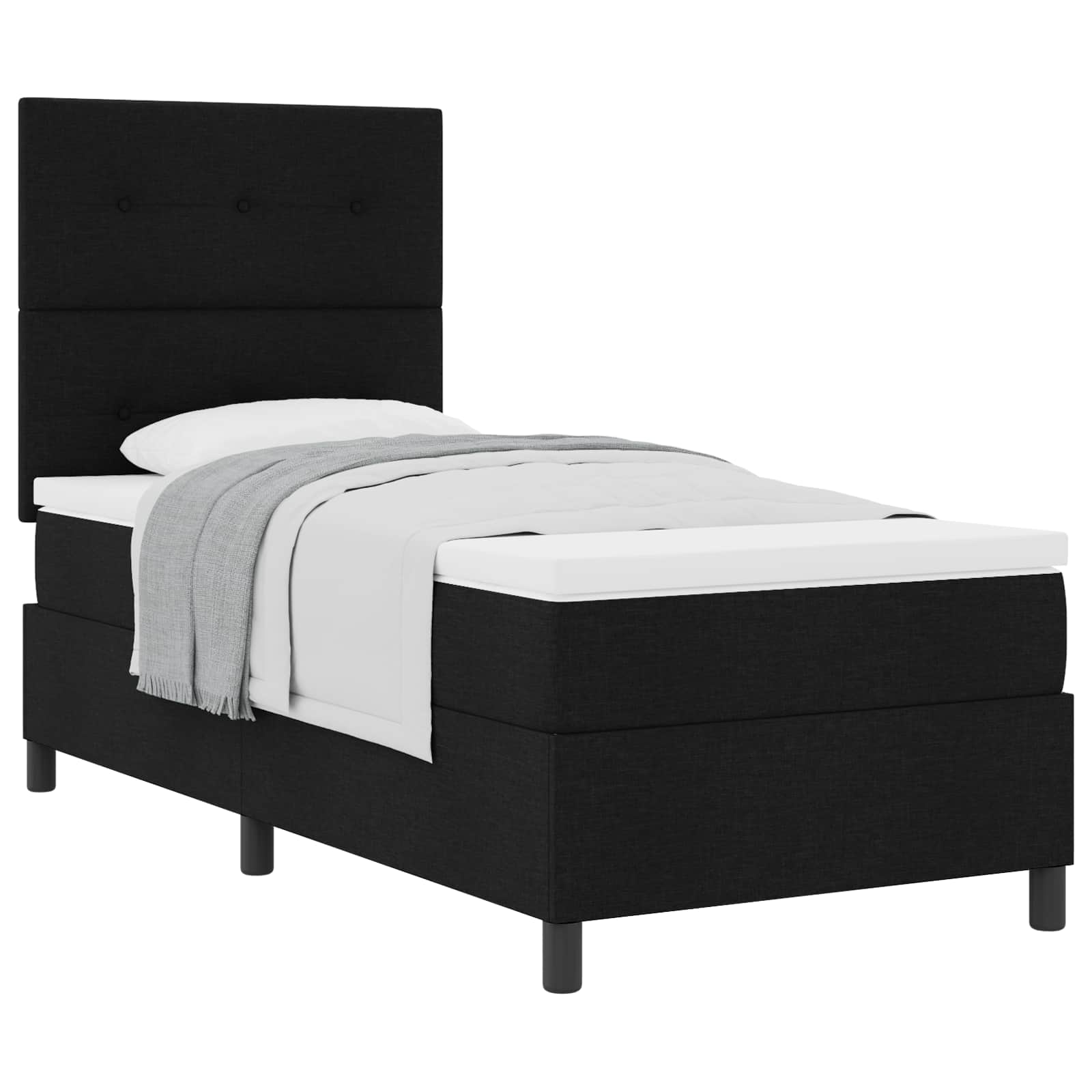 Boxspringbett mit Kopfteil Schwarz 90 x 200 cm Stoff
