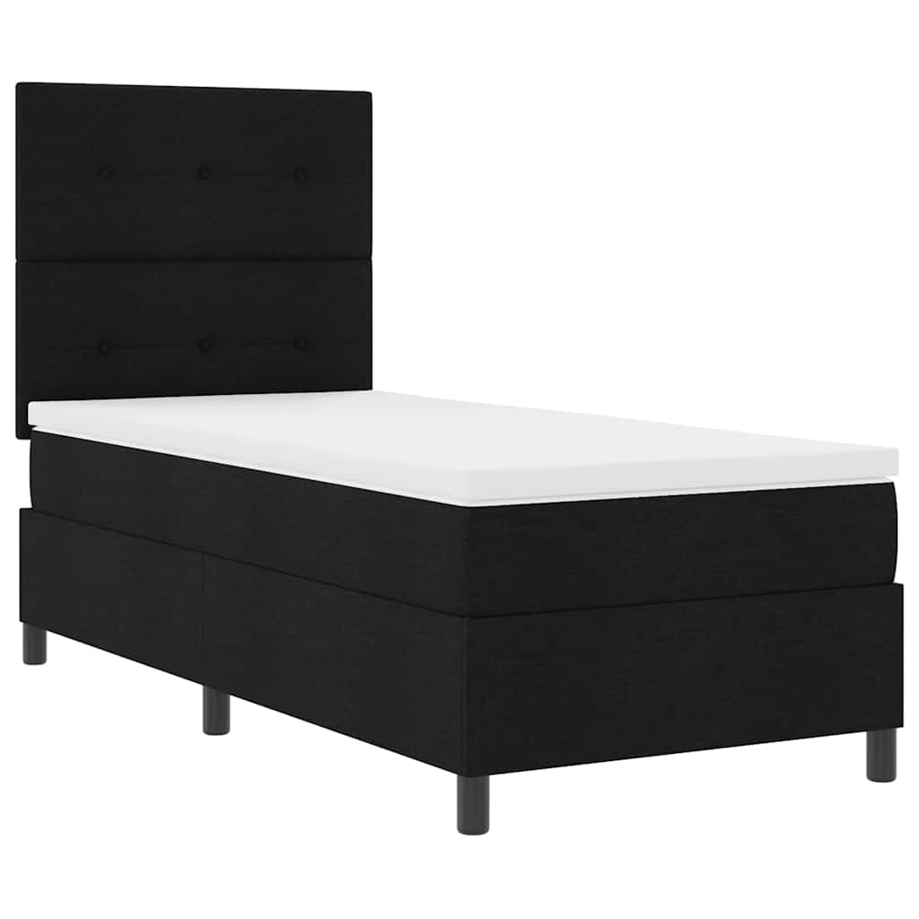 Boxspringbett mit Kopfteil Schwarz 90 x 200 cm Stoff