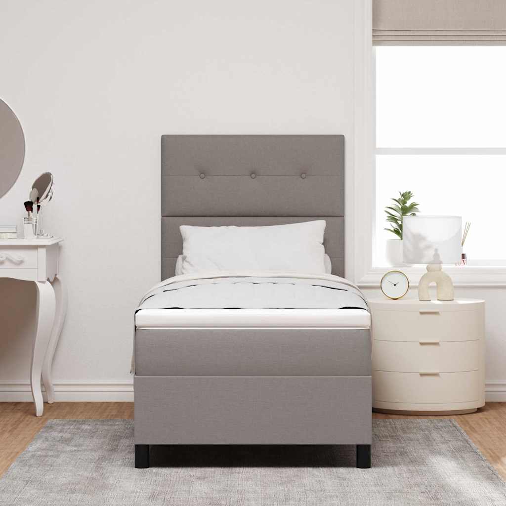 Boxspringbett mit Kopfteil Taupe 90 x 200 cm Stoff