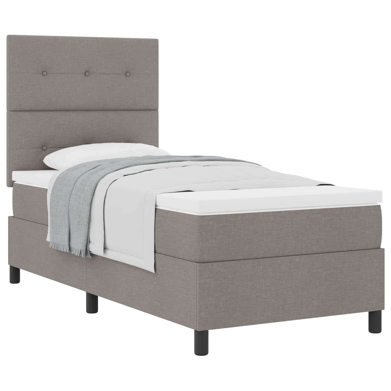 Boxspringbett mit Kopfteil Taupe 90 x 200 cm Stoff