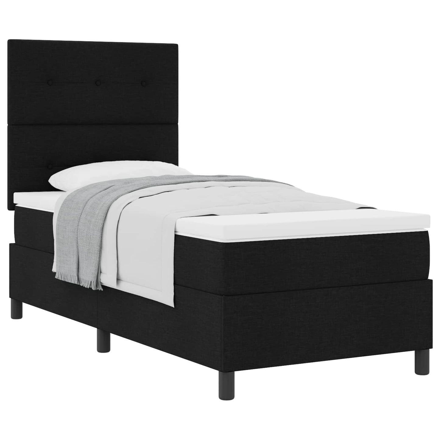 Boxspringbett mit Kopfteil Schwarz 100 x 200 cm Stoff