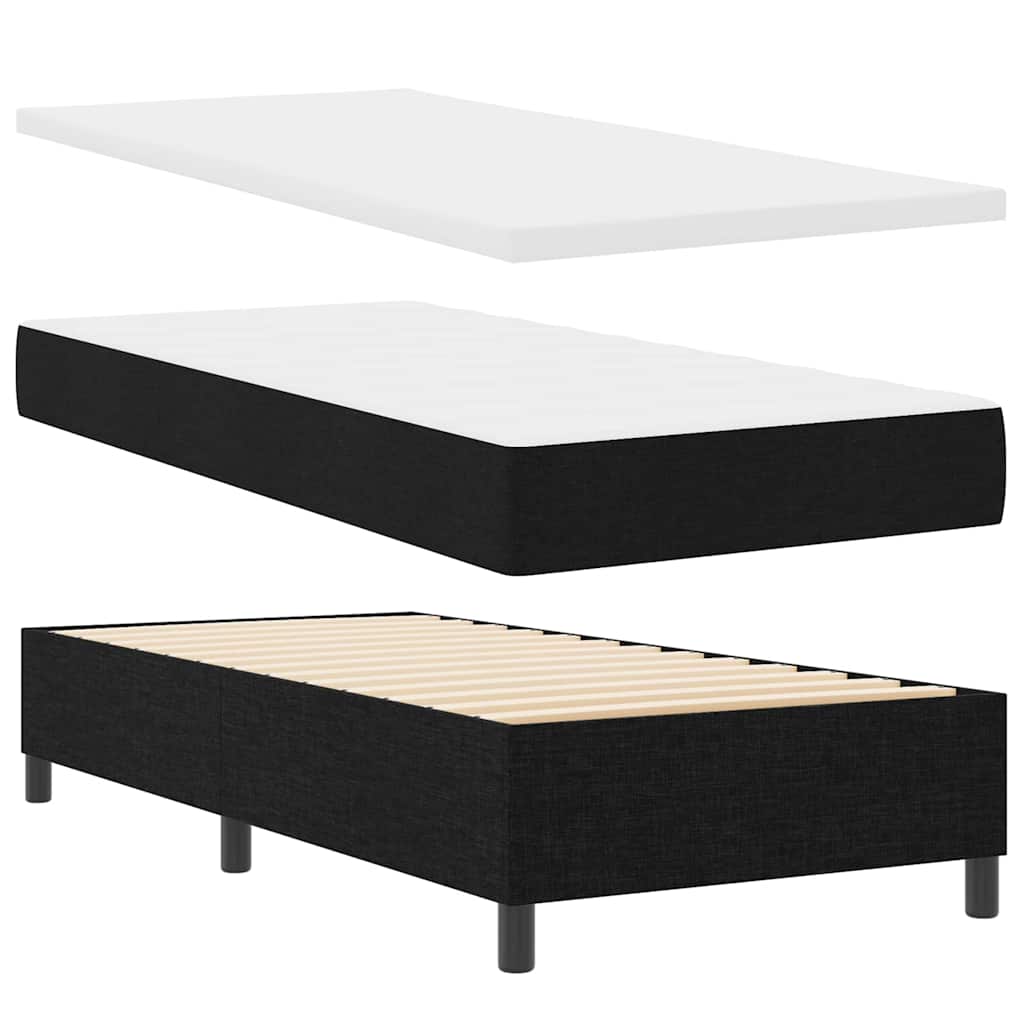 Boxspringbett mit Kopfteil Schwarz 100 x 200 cm Stoff