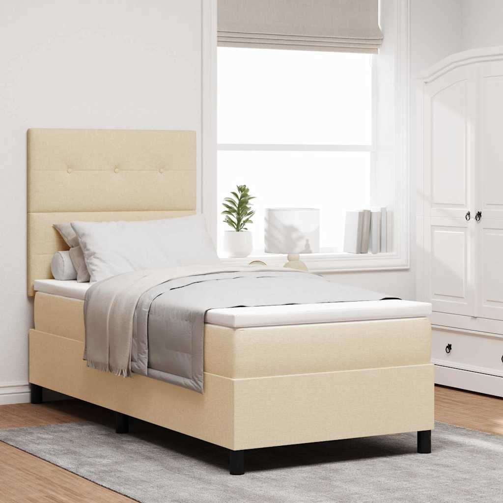 Boxspringbett mit Kopfteil Creme 100 x 200 cm Stoff
