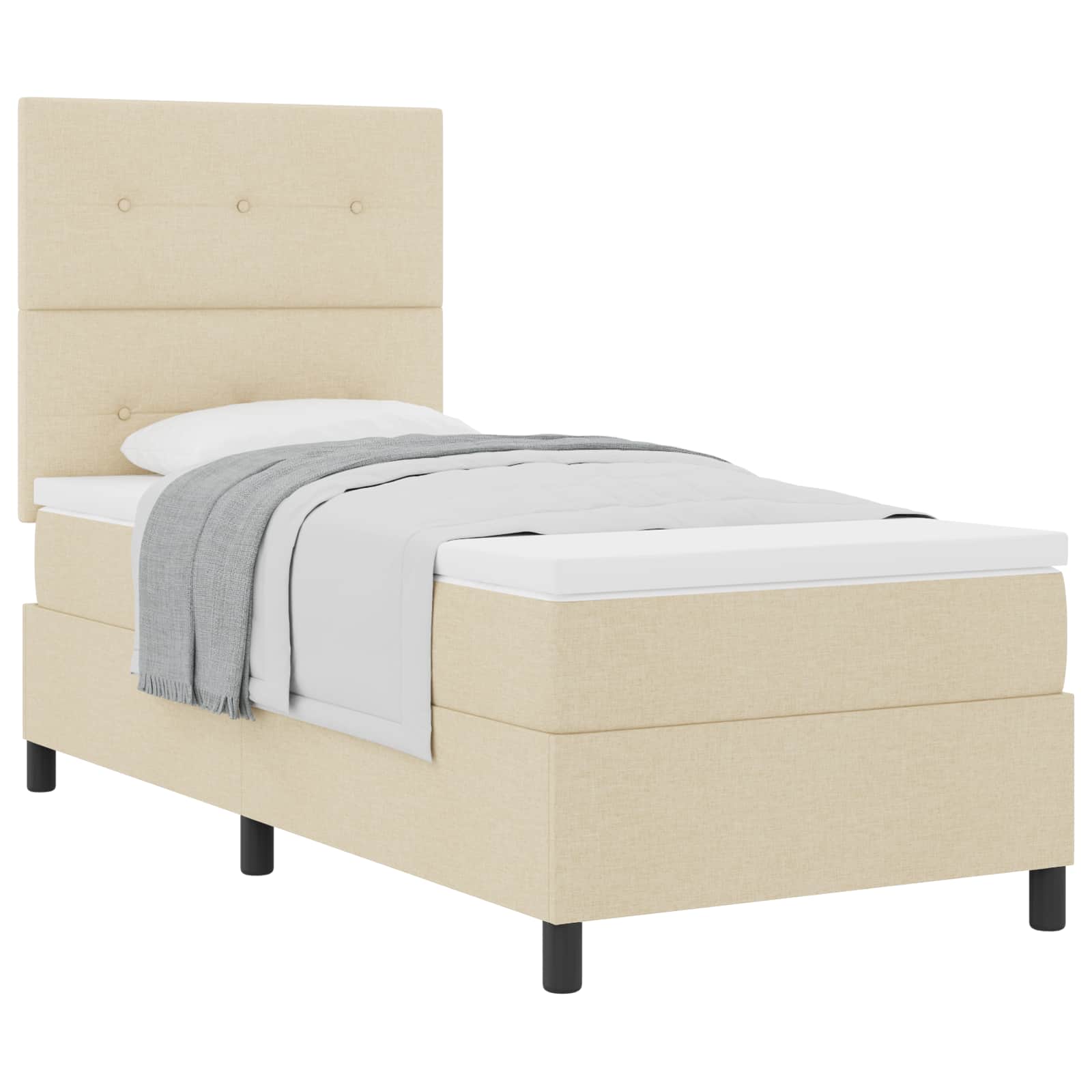 Boxspringbett mit Kopfteil Creme 100 x 200 cm Stoff