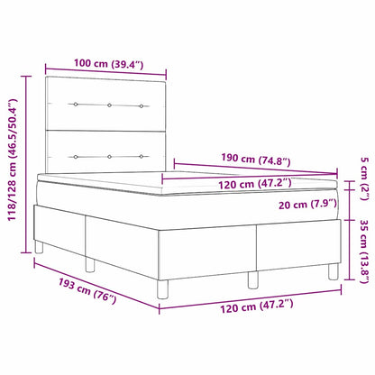 Boxspringbett mit Kopfteil Schwarz 120 x 190 cm Stoff