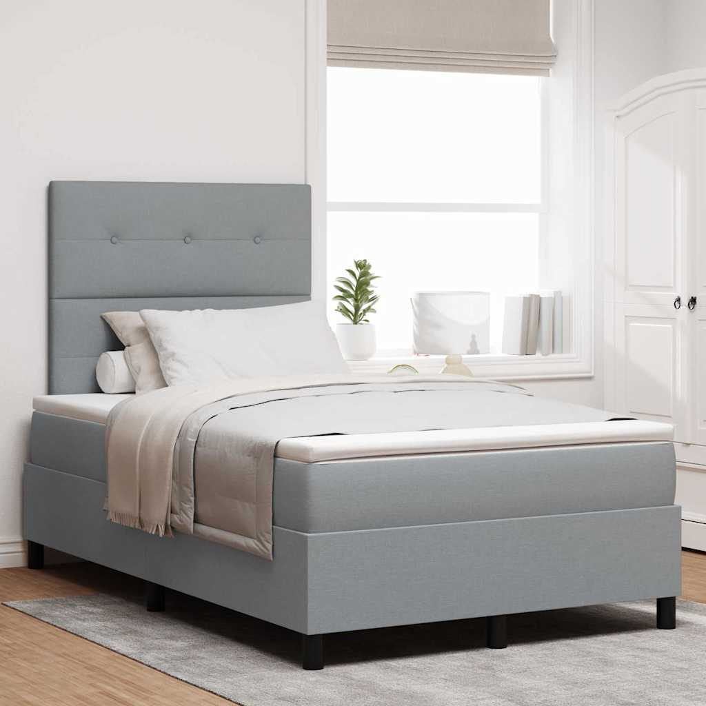 Boxspringbett mit Kopfteil Hellgrau 120 x 200 cm Stoff