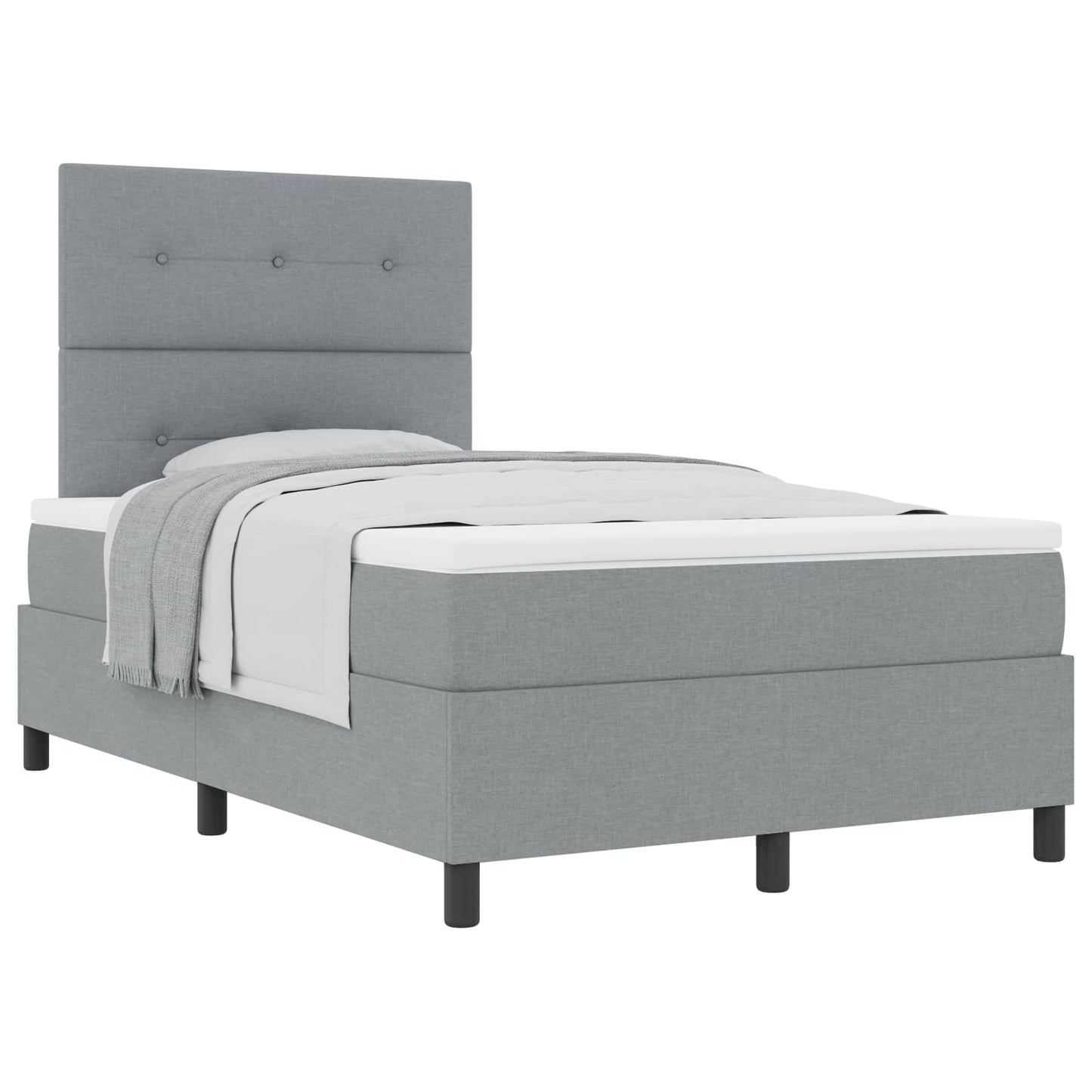 Boxspringbett mit Kopfteil Hellgrau 120 x 200 cm Stoff