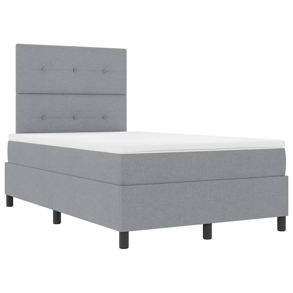 Boxspringbett mit Kopfteil Hellgrau 120 x 200 cm Stoff
