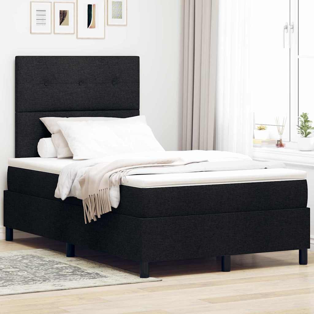 Boxspringbett mit Kopfteil Schwarz 120 x 200 cm Stoff