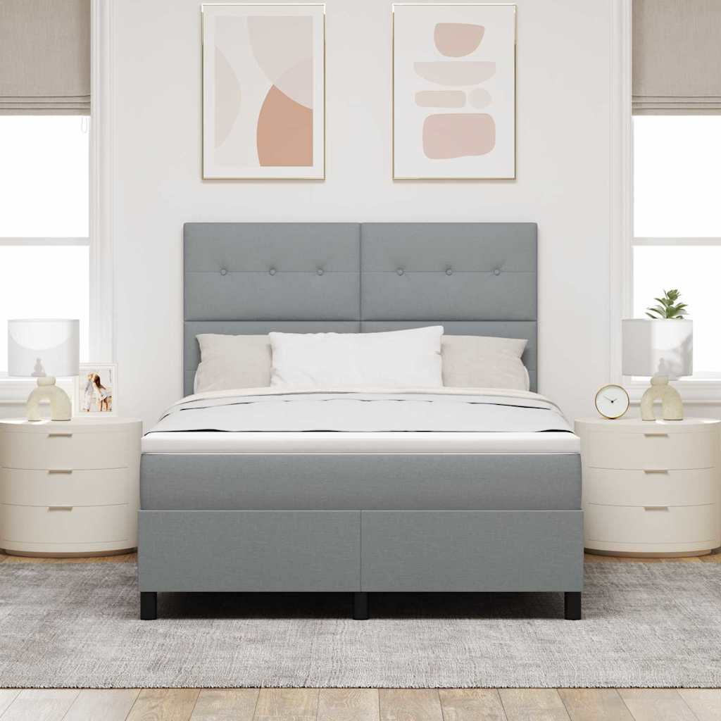 Boxspringbett mit Matratze Hellgrau 140 x 190 cm Stoff