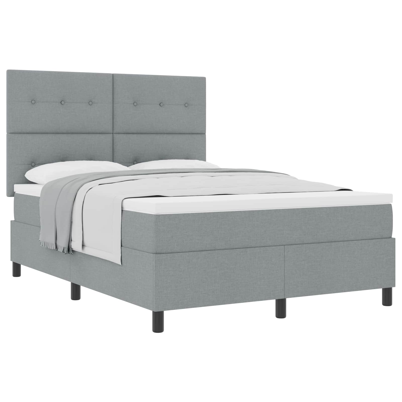 Boxspringbett mit Matratze Hellgrau 140 x 190 cm Stoff