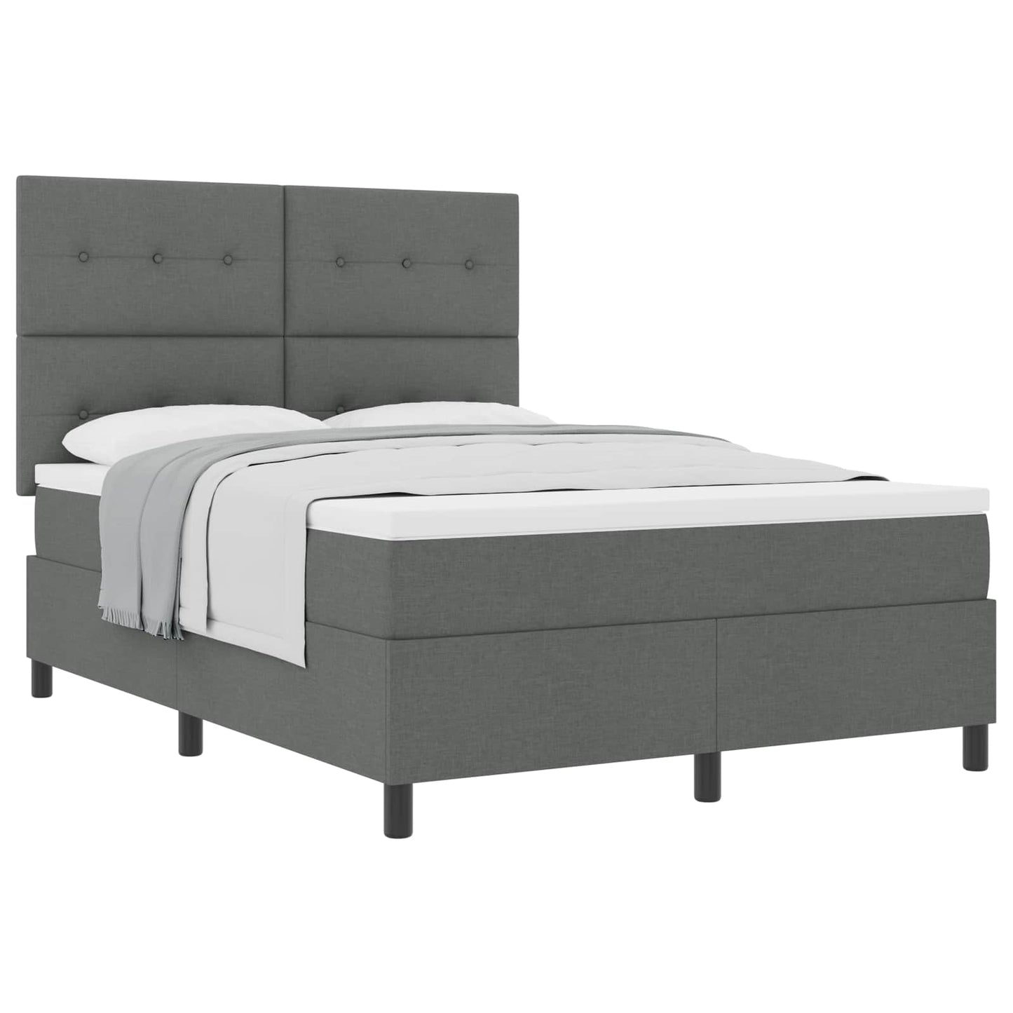 Boxspringbett mit Kopfteil Dunkelgrau 140 x 190 cm Stoff