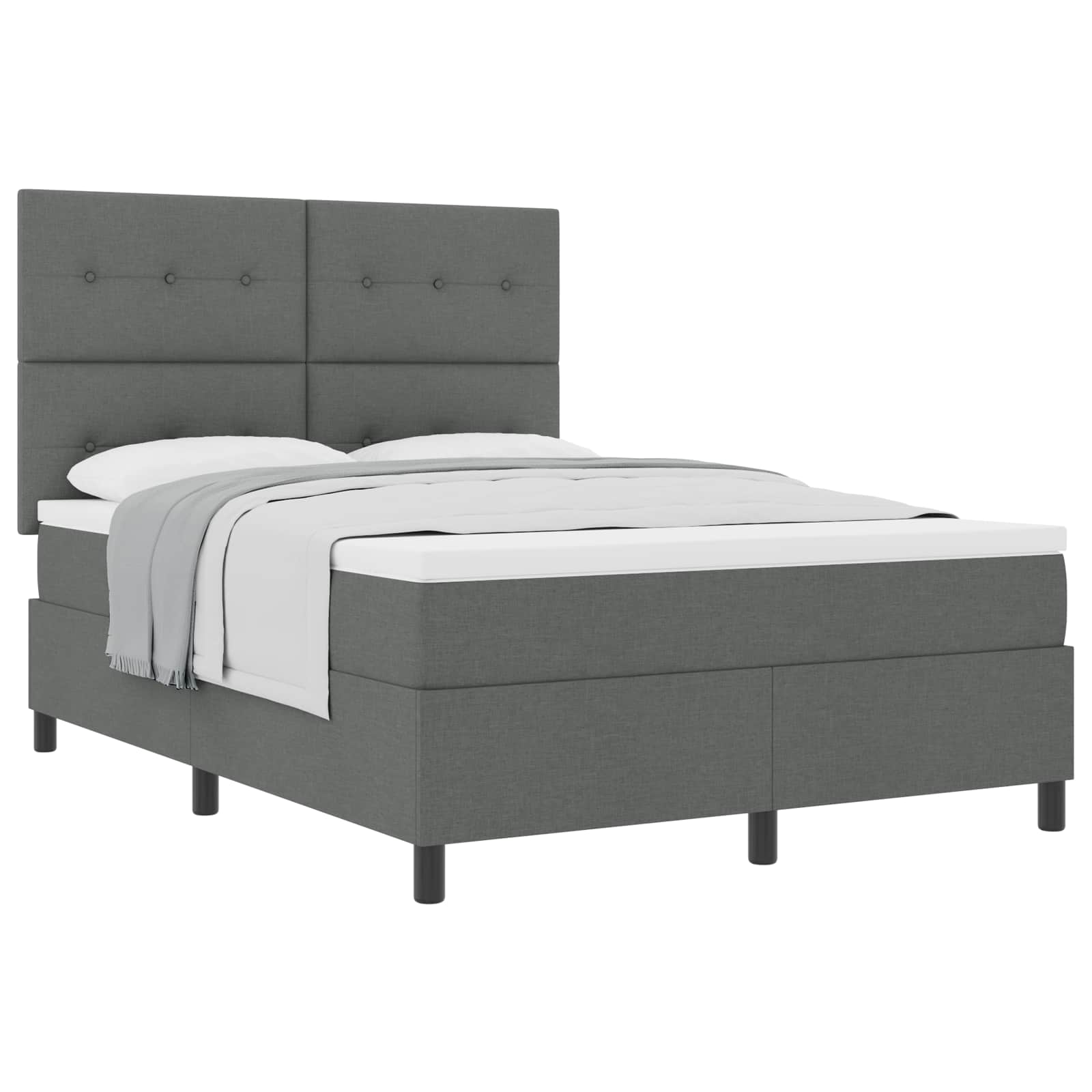 Boxspringbett mit Kopfteil Dunkelgrau 140 x 190 cm Stoff