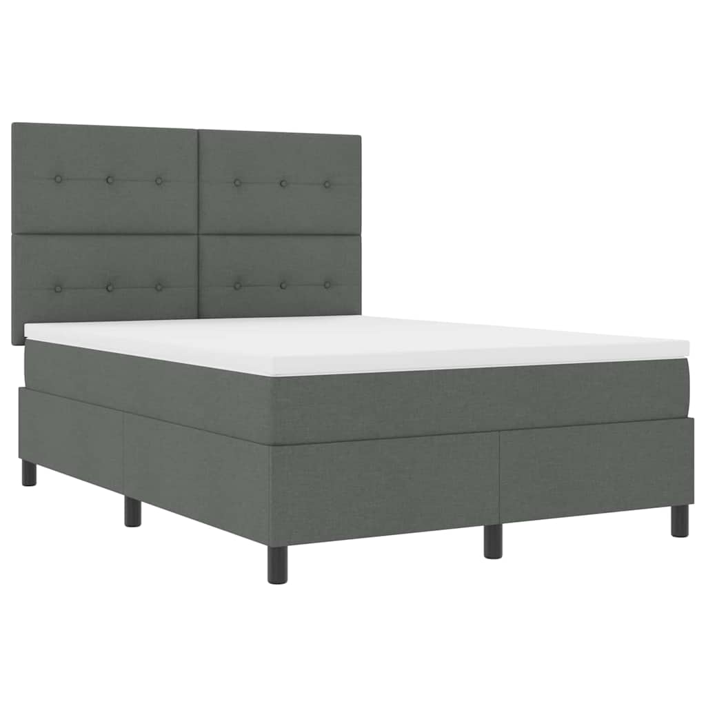 Boxspringbett mit Kopfteil Dunkelgrau 140 x 190 cm Stoff