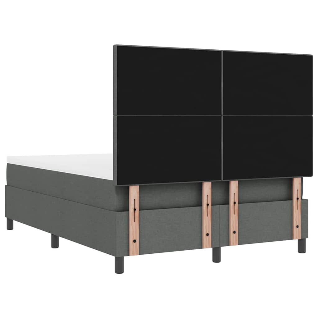 Boxspringbett mit Kopfteil Dunkelgrau 140 x 190 cm Stoff