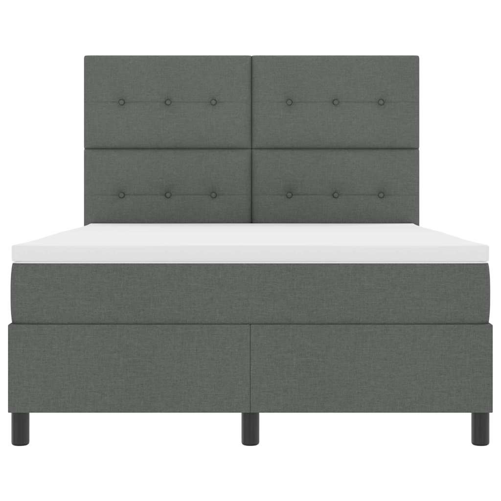 Boxspringbett mit Kopfteil Dunkelgrau 140 x 190 cm Stoff
