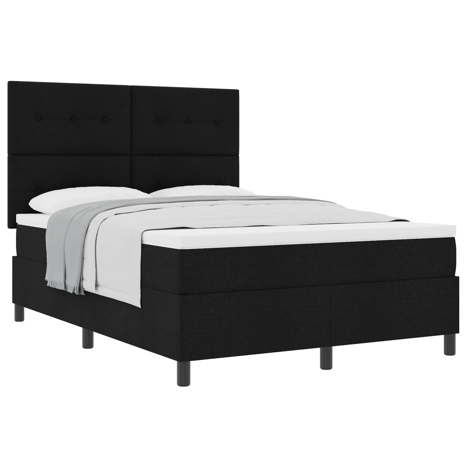 Boxspringbett mit Kopfteil Schwarz 140 x 190 cm Stoff