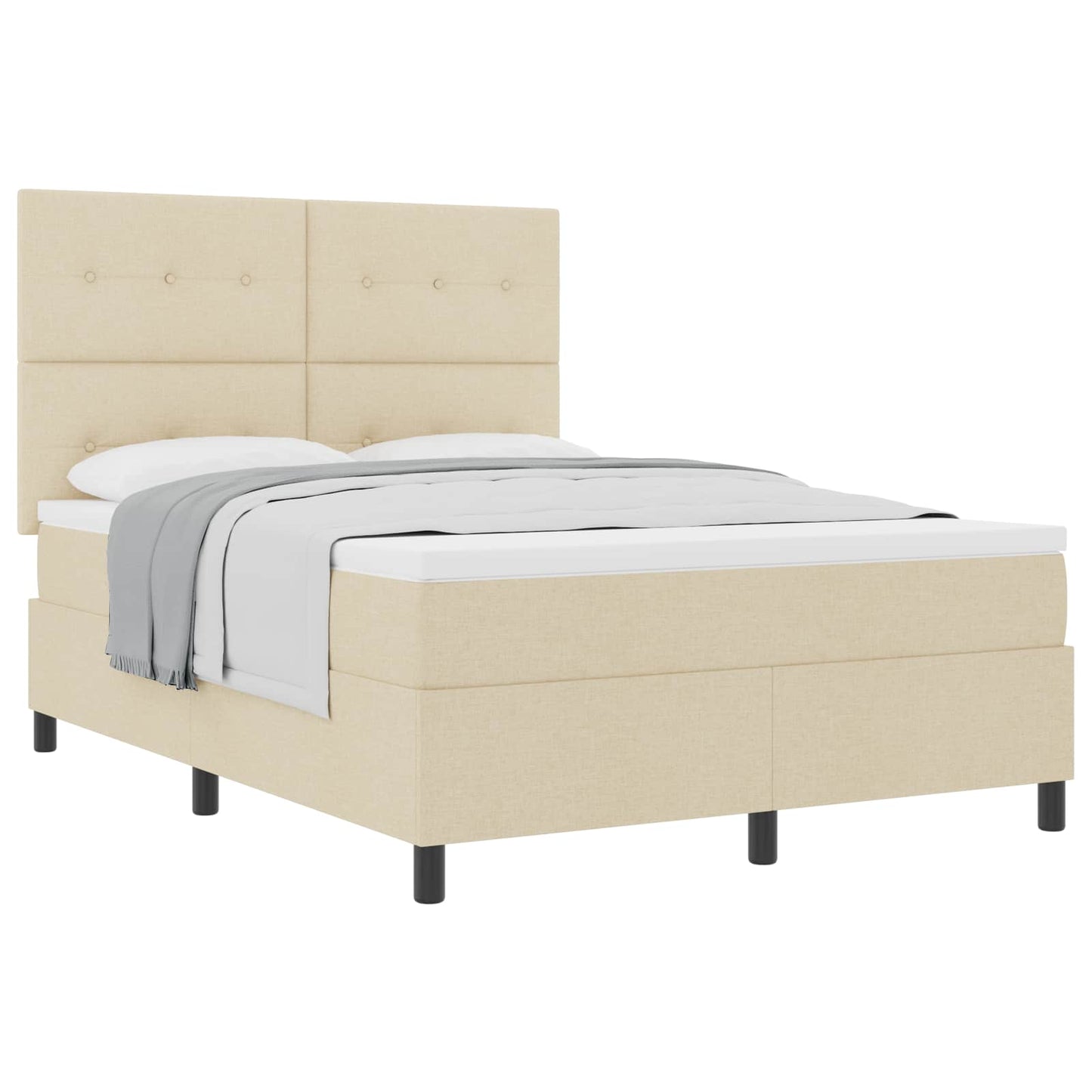 Boxspringbett mit Kopfteil Creme 140 x 190 cm Stoff