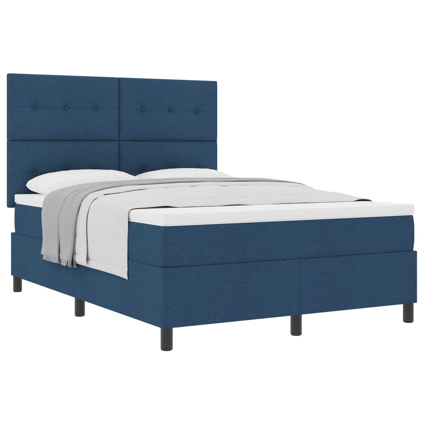 Boxspringbett mit Kopfteil Blau 140 x 200 cm Stoff