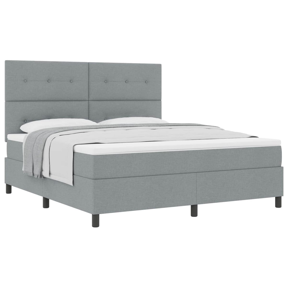 Boxspringbett mit Kopfteil Hellgrau 180 x 200 cm Stoff