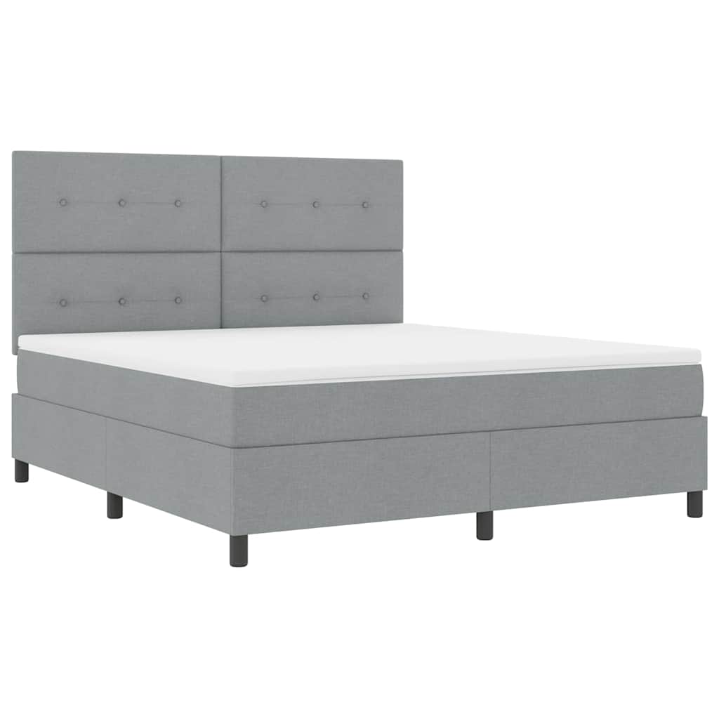 Boxspringbett mit Kopfteil Hellgrau 180 x 200 cm Stoff