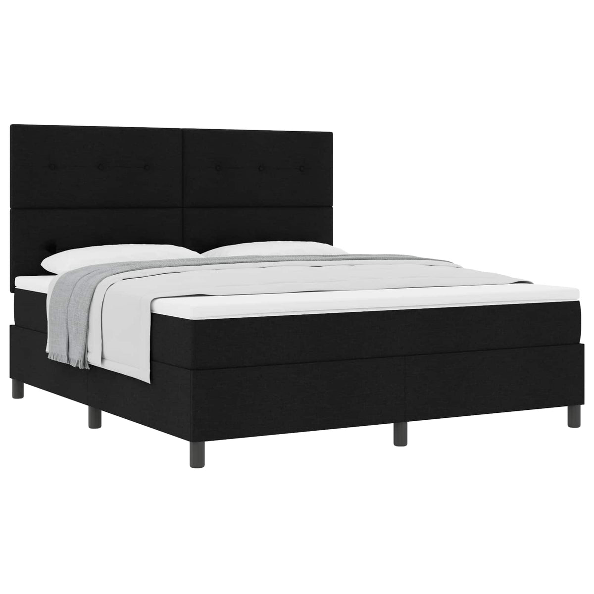 Boxspringbett mit Kopfteil Schwarz 180 x 200 cm Stoff