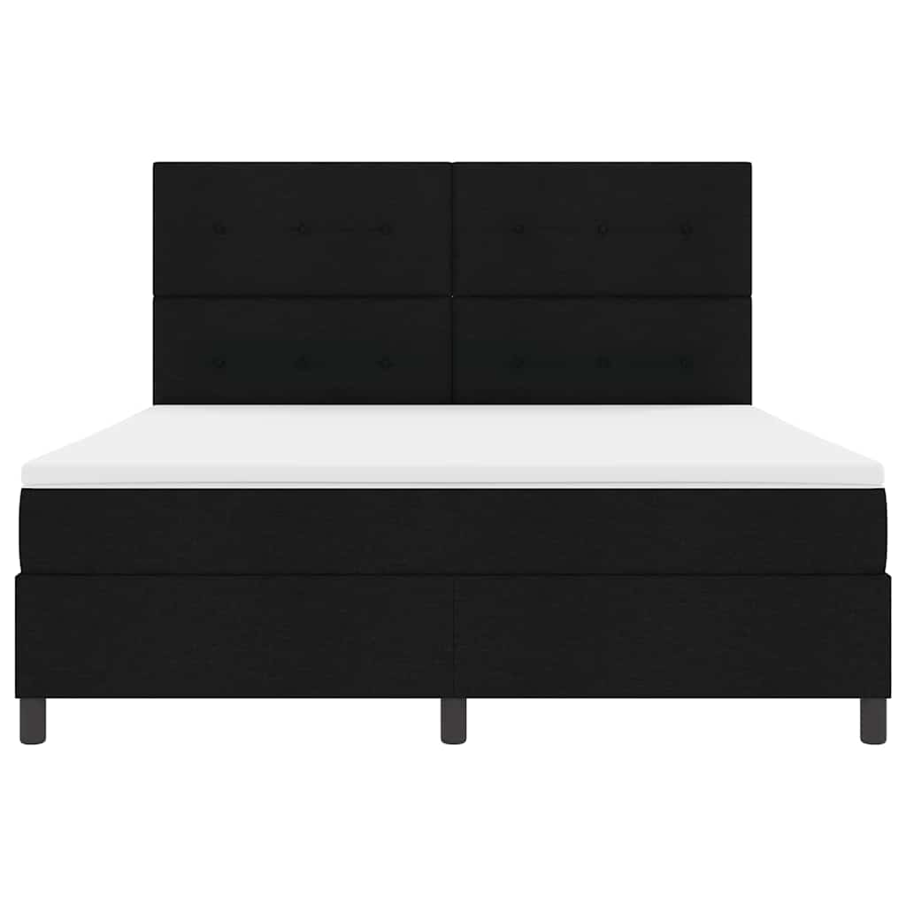 Boxspringbett mit Kopfteil Schwarz 180 x 200 cm Stoff