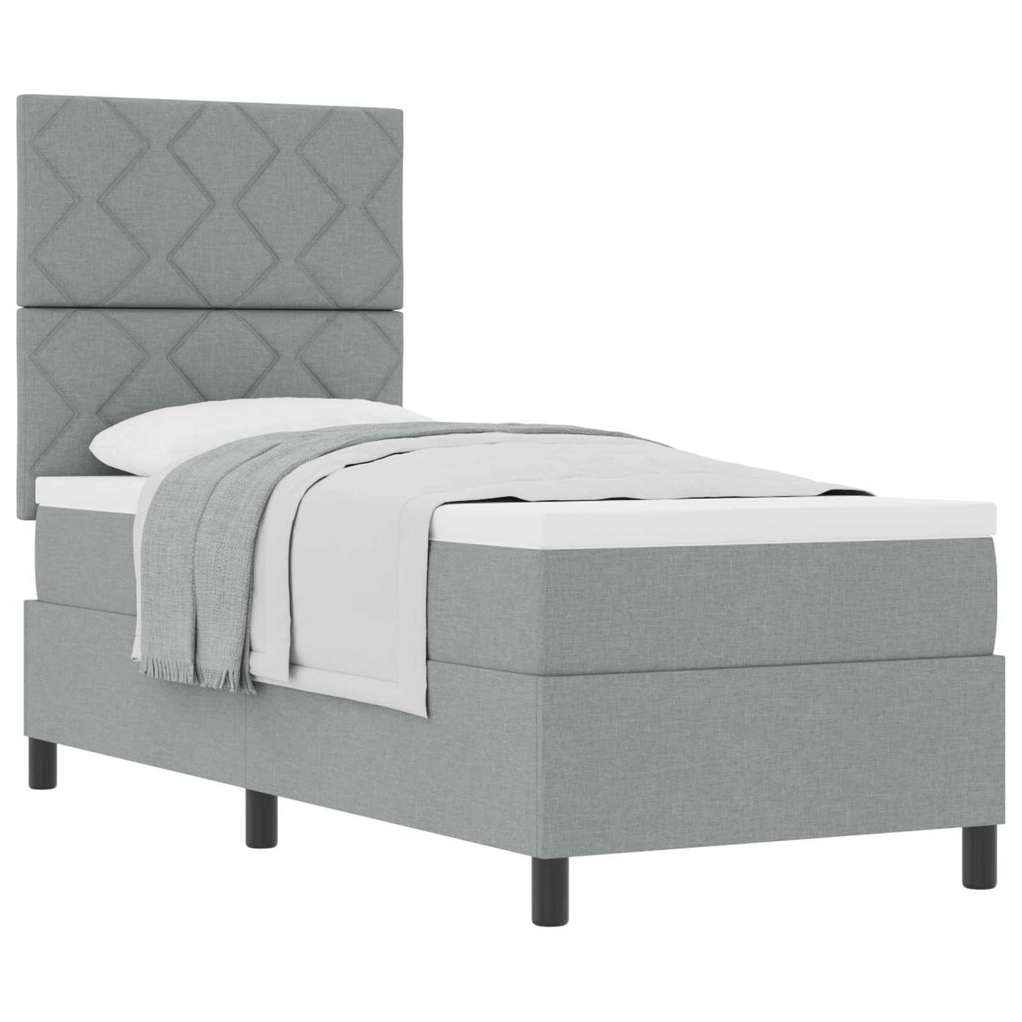 Boxspringbett mit Kopfteil Hellgrau 80 x 200 cm Stoff