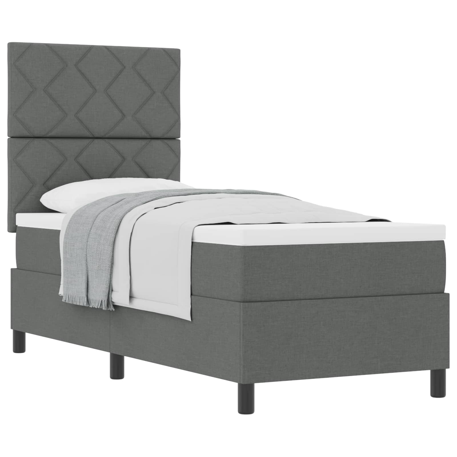 Boxspringbett mit Kopfteil Dunkelgrau 80 x 200 cm Stoff
