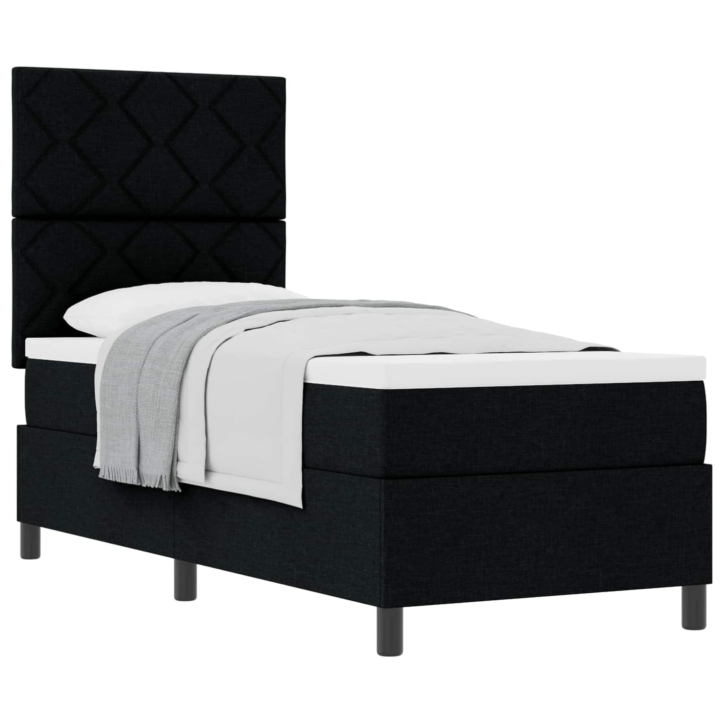 Boxspringbett mit Kopfteil Schwarz 80 x 200 cm Stoff
