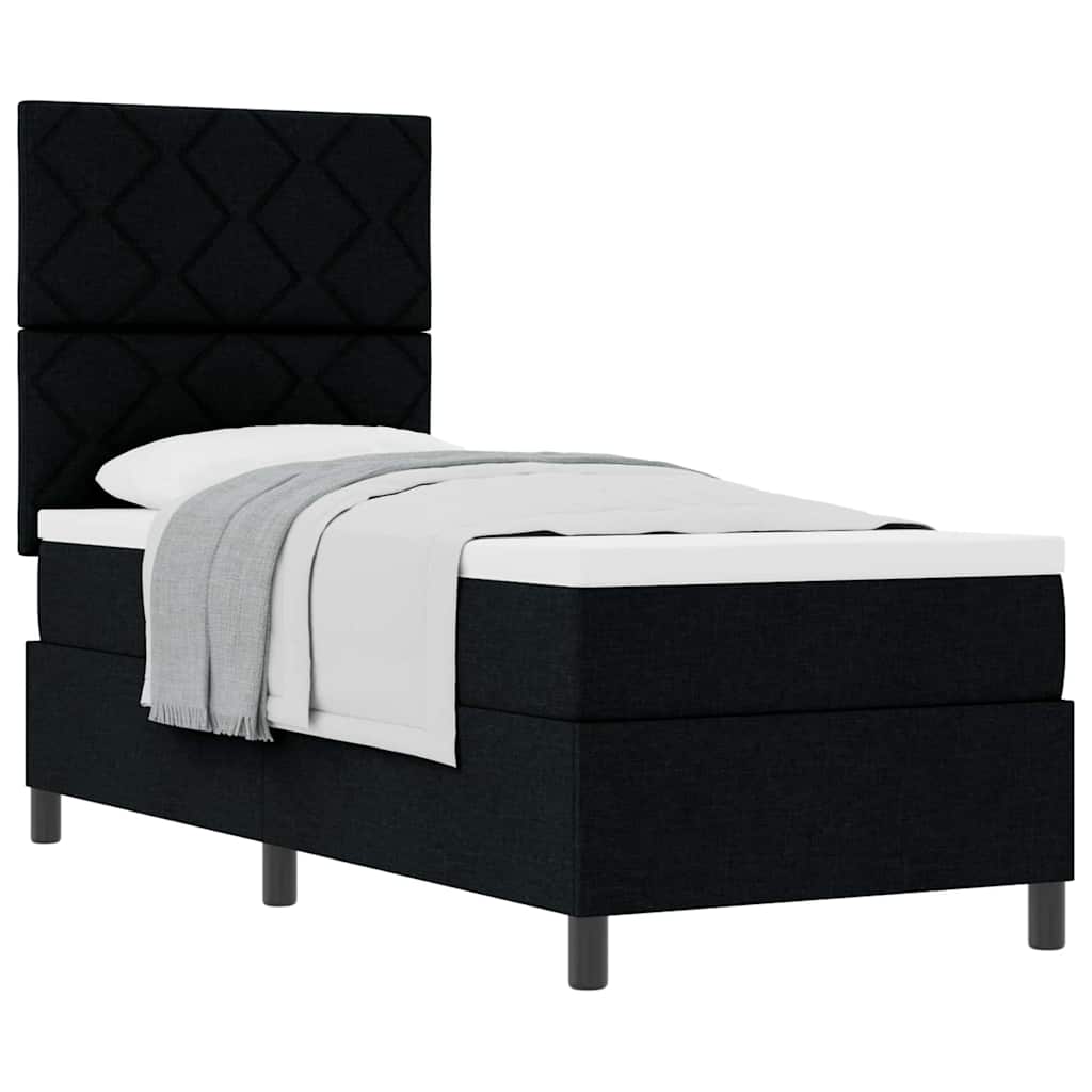 Boxspringbett mit Matratze Schwarz 80 x 200 cm Stoff